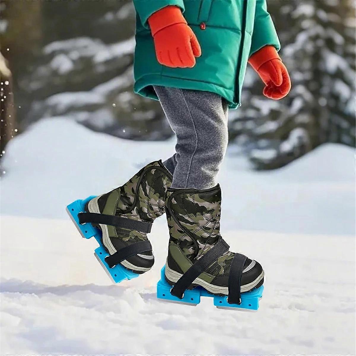 Winter Toddler Ice Skates, Adjustable Double Runner Ice Skates with Hook and Loop Fastener Straps