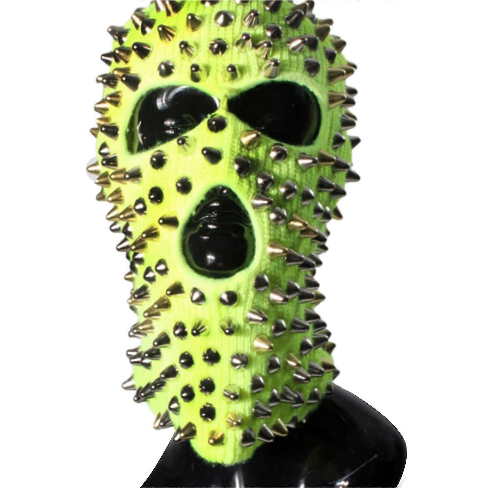 Knit Funny Balaclava Spiked Balaclava Halloween Balaclava Scary Balaclava Rivet Beanie Spiked Beanie Halloween Party Hat  Green