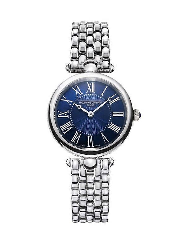 Frederique Constant Classics Art Déco Round Fc-200mpn2ar6b 女士手表 – 蓝色珍珠母表盘，不锈钢表链