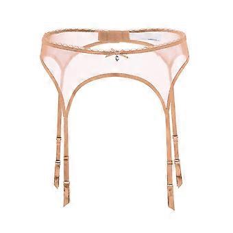 Sheer Mesh Rhinestones Bowknot Garter Belt Sexy High Waist Lace Suspender Belt with 4 Adjusted Clip for Women Stockings  XL White