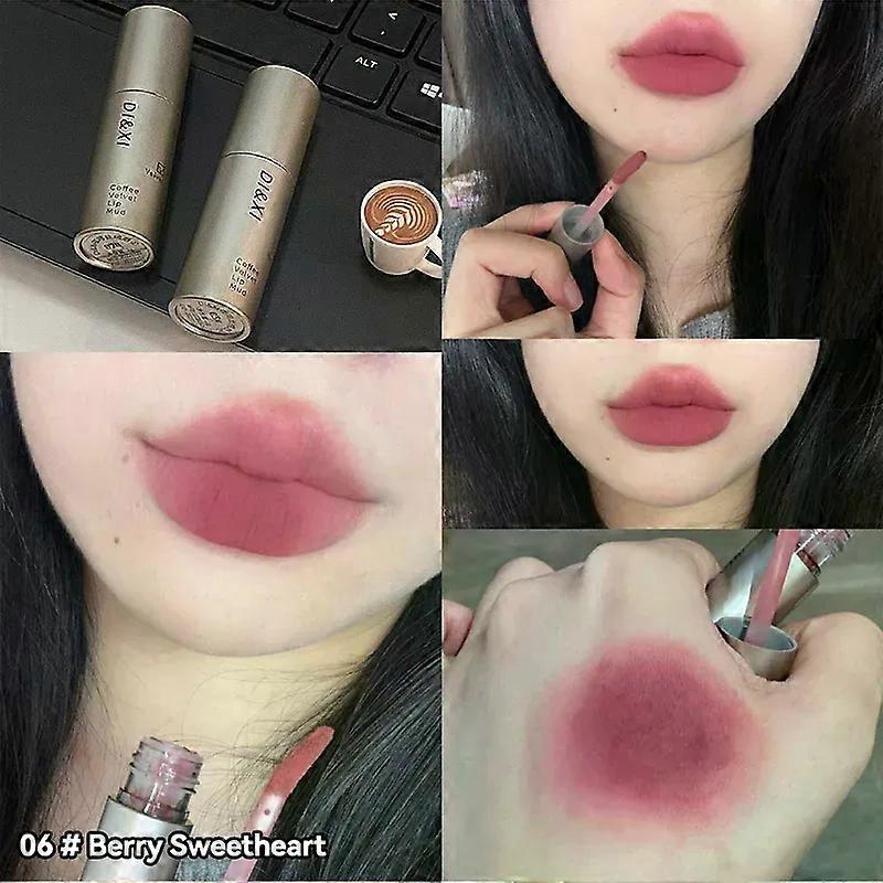 Shibingsheng DIXI Mini Silver Tube Matte Lip Glaze Velvet Finish, Skin-Enhancing, Versatile Low-Saturation Latte Shade