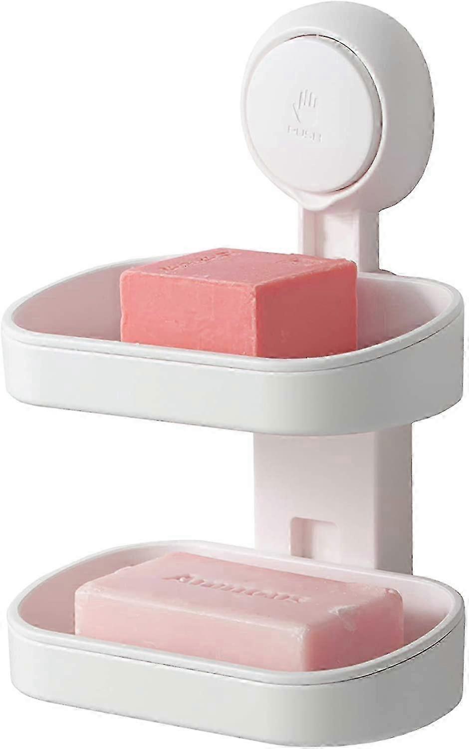 Suction Cup Mounted Double-Layer Soap Dish
