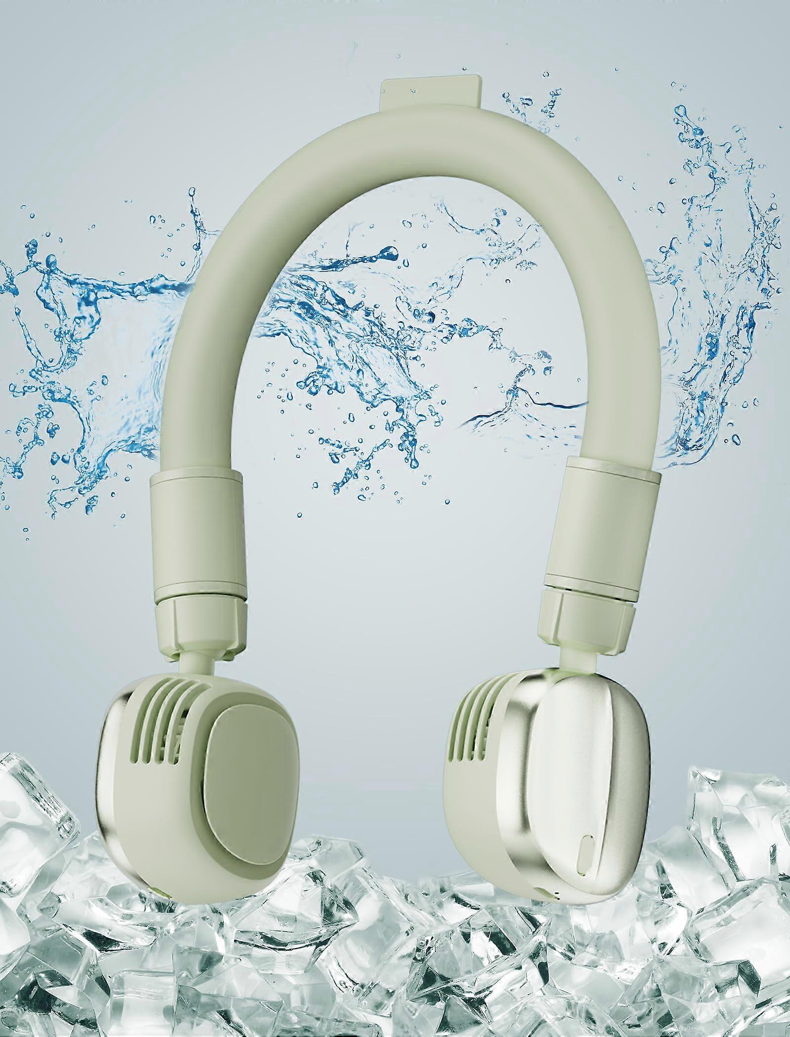 Reusable Neck Fan & Ice Cooling Ring Hands-Free 3-Speed Quiet USB Rechargeable Detachable Personal Cooler