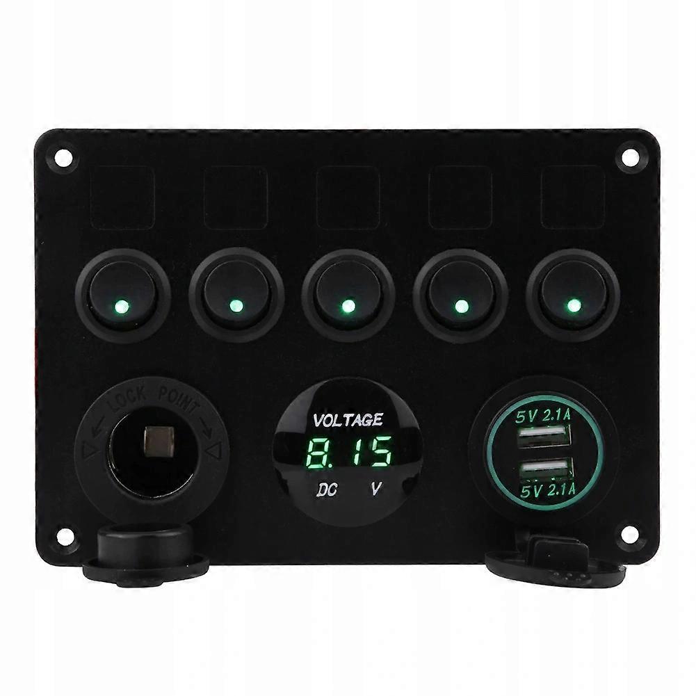 5 Gjeng USB-bryterpanel 12-24V