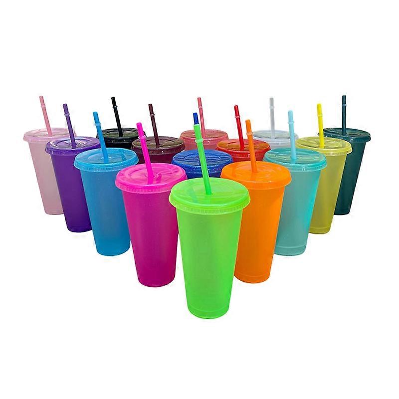 Straw Cup Drink Straw Mugs With Lid Plastic Tumbler Matte Coffe Bottle Cup Food Grade PP Plastic With Straw