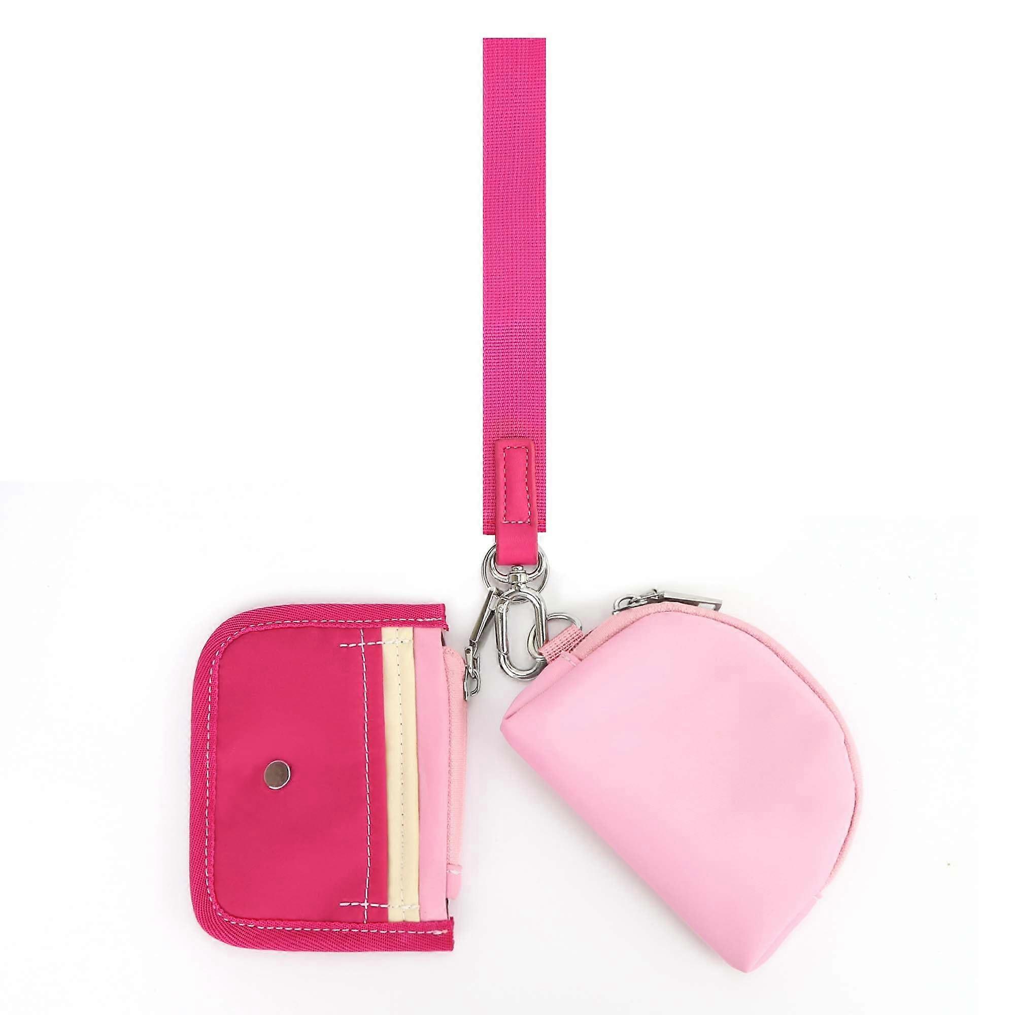 Keychain Wallet Mini Zippered Double Pouch Bracelet Wallet for Women and Men, Compact Multi-Function Wristlet in Various Colors