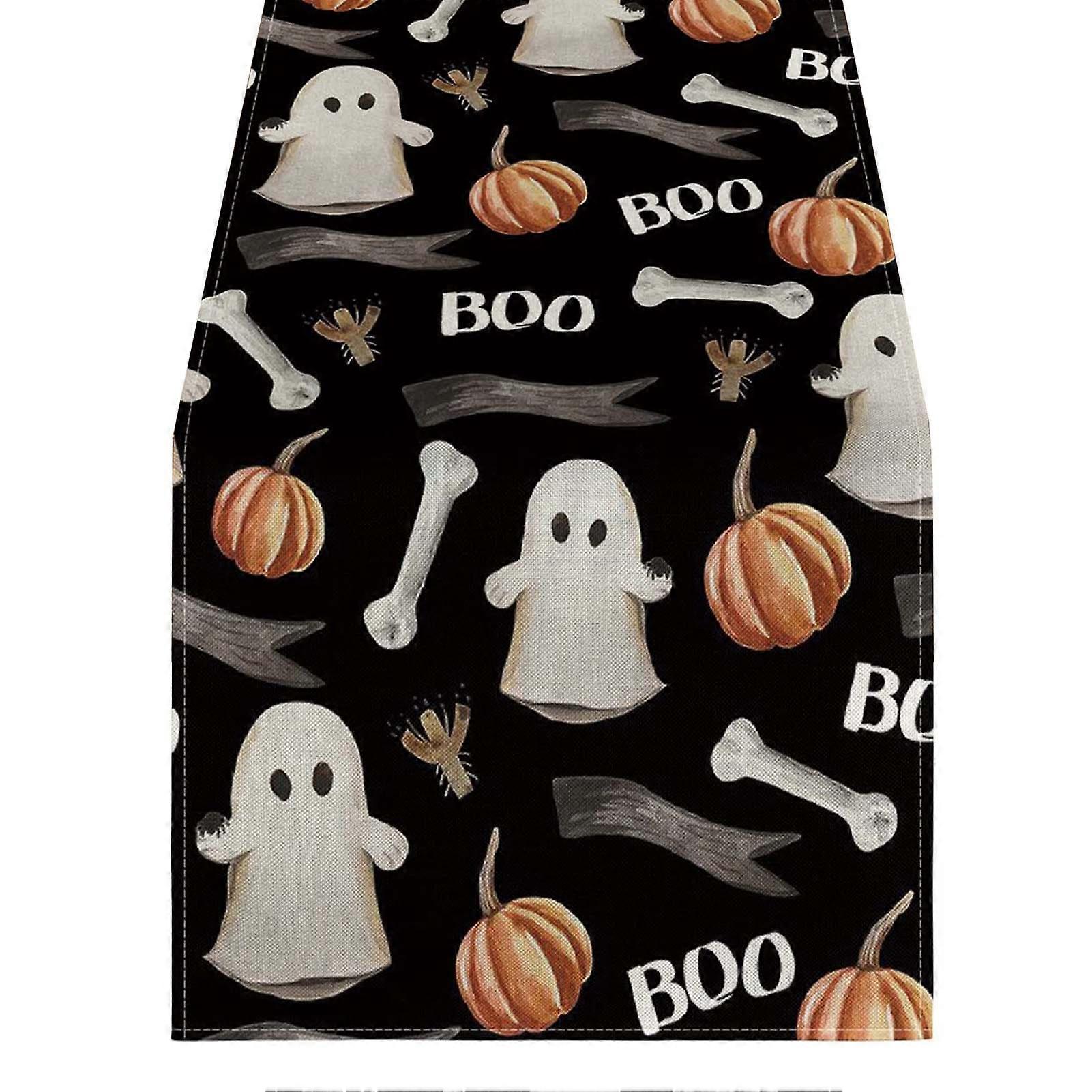 Halloween Ghost Pumpkins Table Runner Kitchen Dining Table Decoration for Kitchen Indoor Home Party