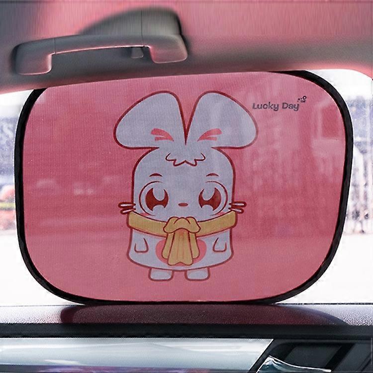 N978 2 Sets Summer Cartoon Car Electrostatic Adsorption Side Window Shade Sticker(One Pair Fortune Mouse)