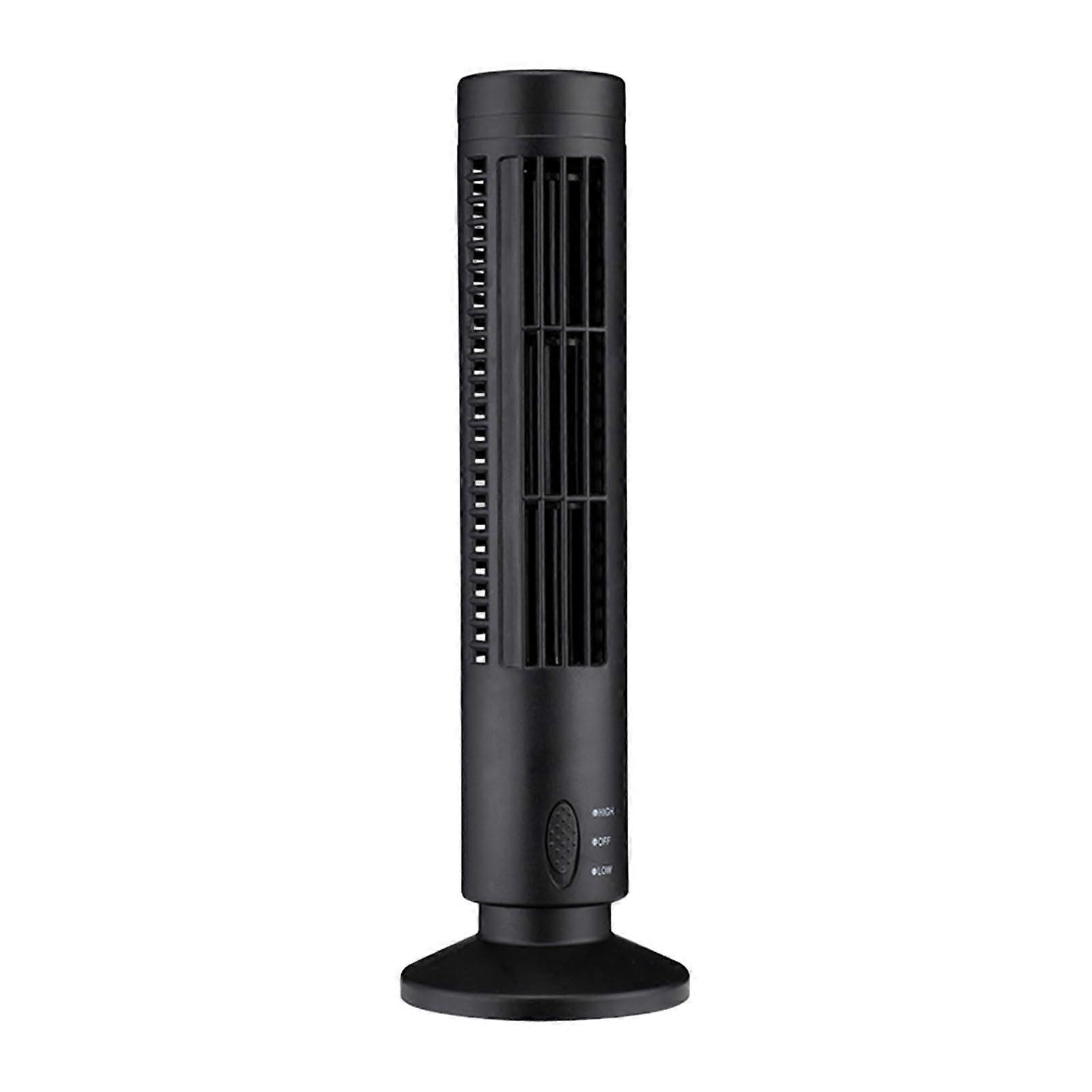 Leafless Electric LED Tower Cooling Fan - Portable USB Mini Vertical Fan with 2 Wind Speeds for Office and Home (Black)
