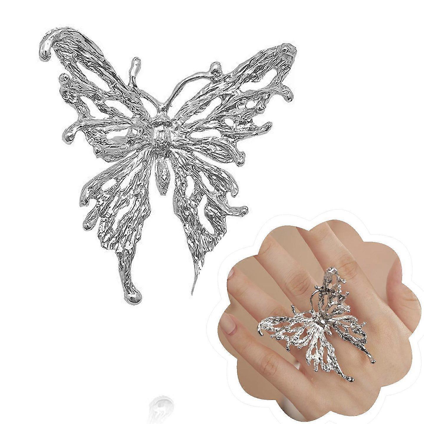 Adjustable ladies' rings, Irregular open butterfly rings, unique designs, stylish elegance