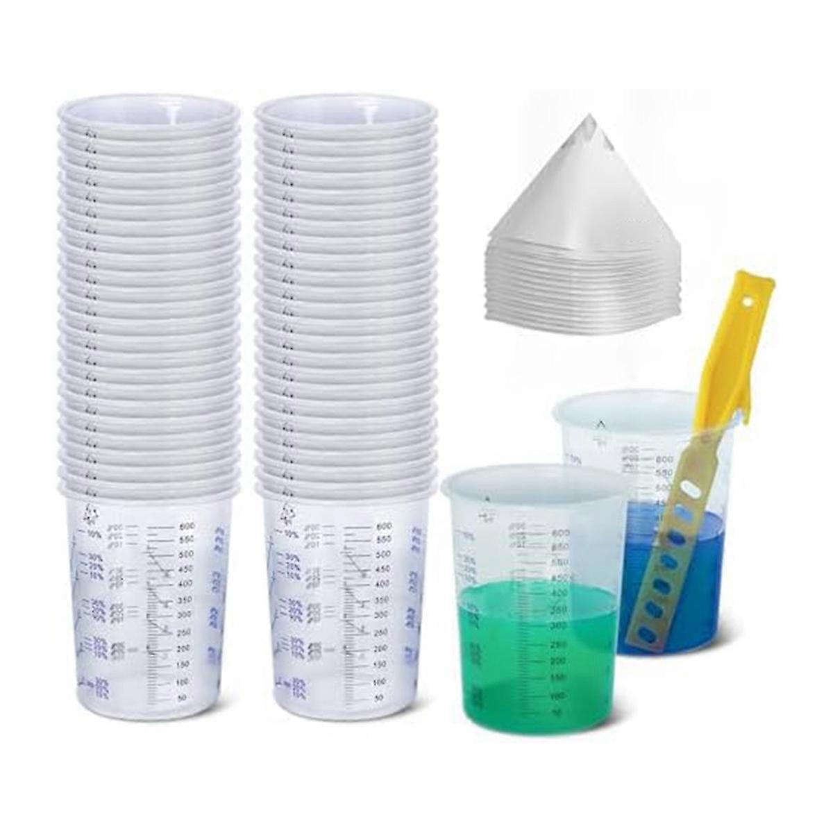 20 Oz Plastic Measuring Cup, 48 Cups and 50 Sheets of Filter Paper