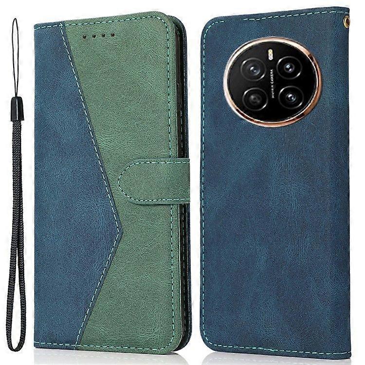 For Honor Magic7 Pro 5G Case Color Splicing Wallet Stand Leather Phone Cover with Wrist Strap