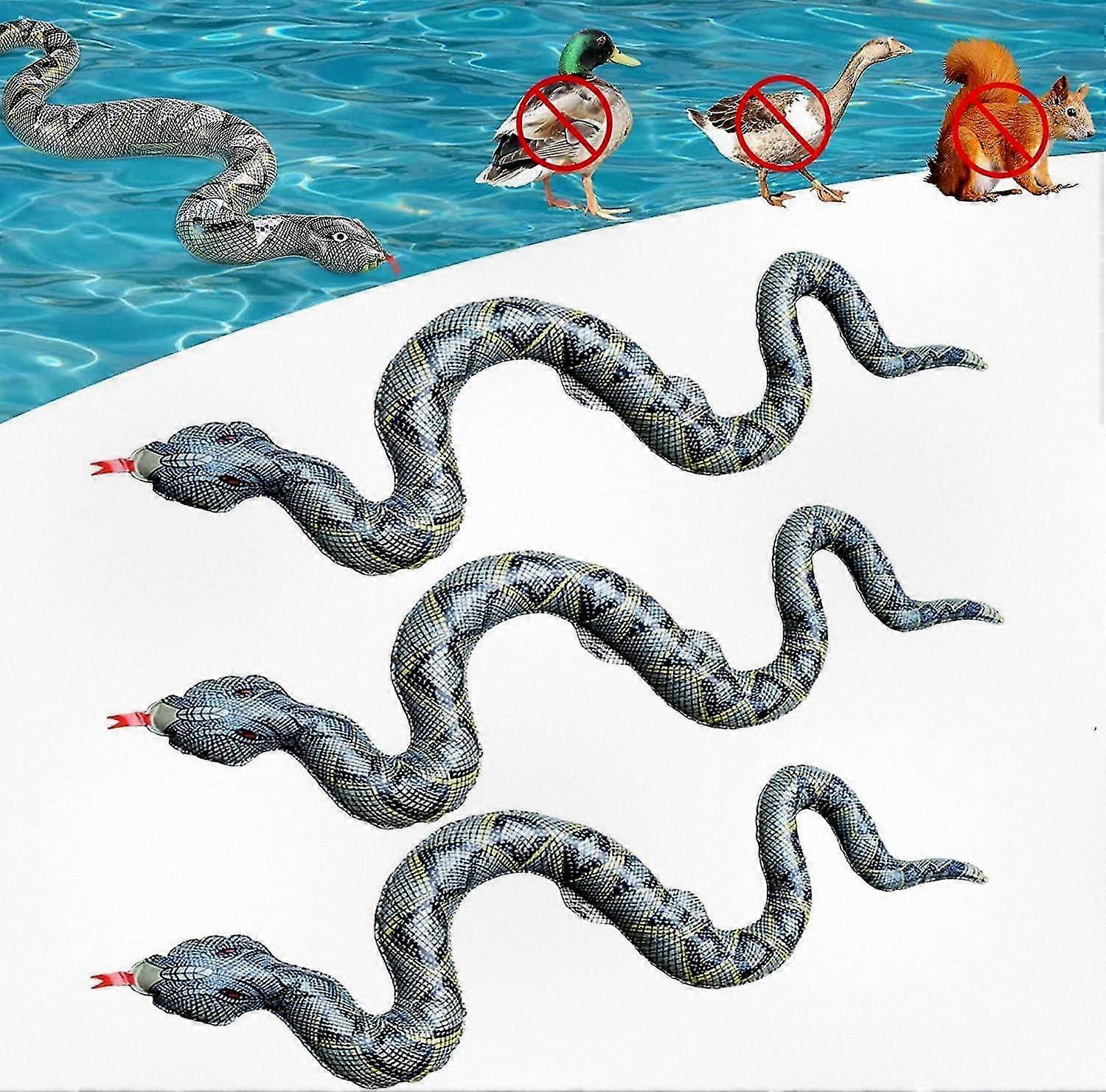 Set of 3 Inflatable Pool Snakes to Deter Birds, Fun Prank Props for Pool Use, Floating Snake Decorations for Water Fun