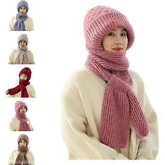 5color/Integrated Ear Protection Windproof Cap Scarf,2 In 1 Winter Warm Knitted Hat Scarf,thickening Beanie Hat Scarf