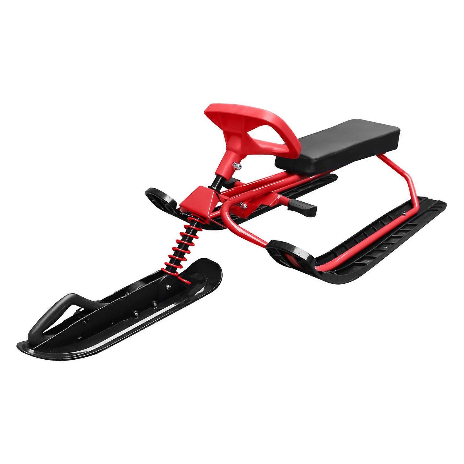 Snow Racer Sled Ski Sled with Steering Wheel and Twin Brakes for Kids Teens and Adults