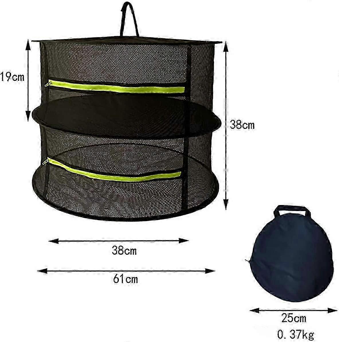 Drying Net With Zipper 2 Layers Foldable 61 Cm X 61 Cm X 38 Cm Black For Drying Vegetables, Meat, Herbs, Fish, Etc.