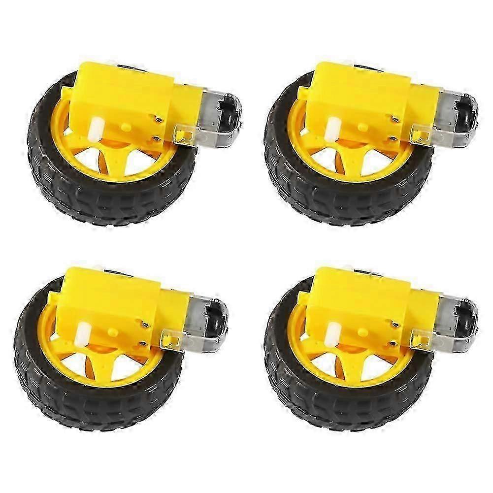 4pcs DC Electric Motor with Plastic TT Tire Wheel Dual Shaft Gearbox Engine for Smart Car DIY Robotics and Model Vehicle Projects