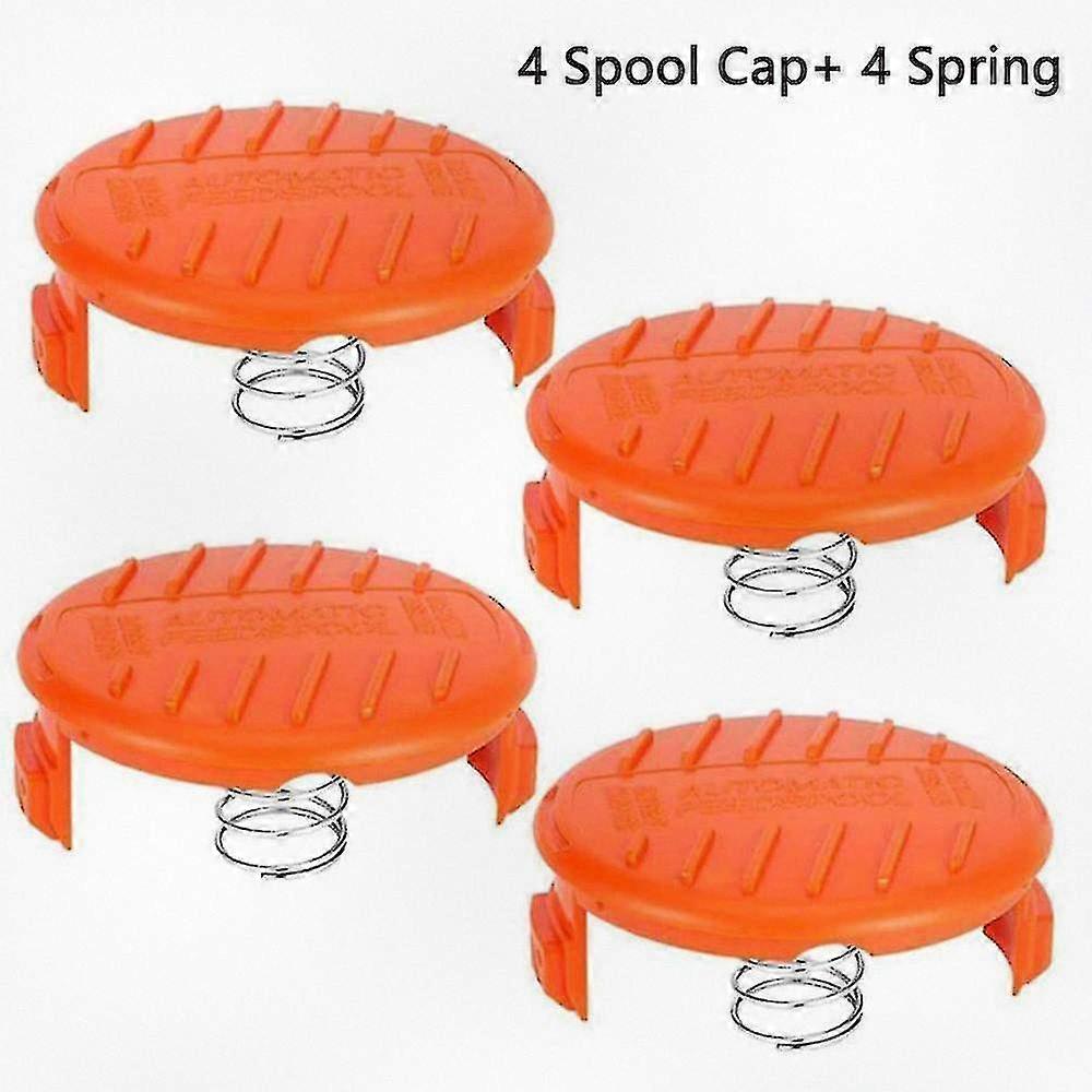 Black Decker AF-100 compatible lawn mower spool cap cover with spring for trimmer tool, durable ABS replacement part
