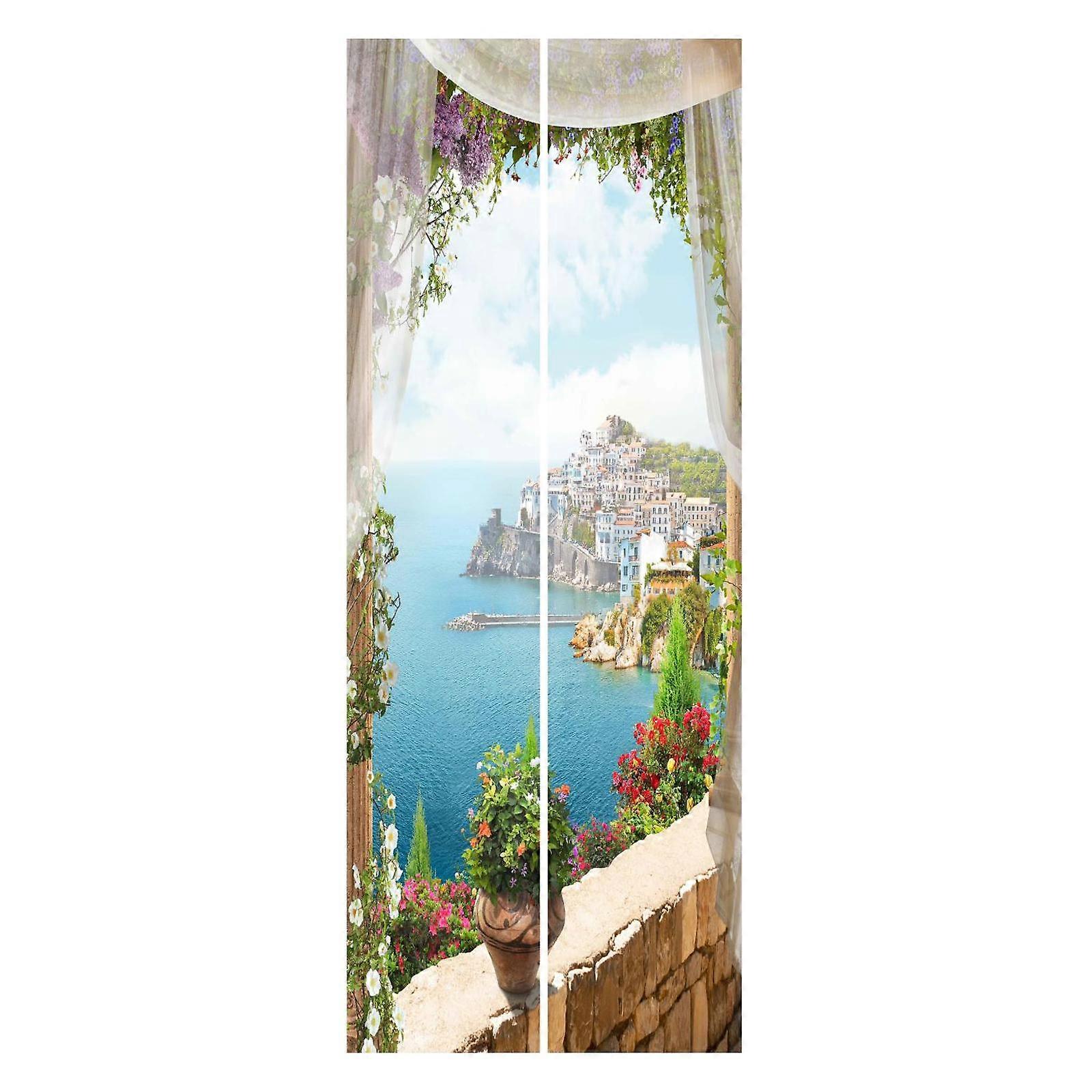 2Pcs 3D Auto-adhésif Affiches Vue pour le style de décoration de bureau A