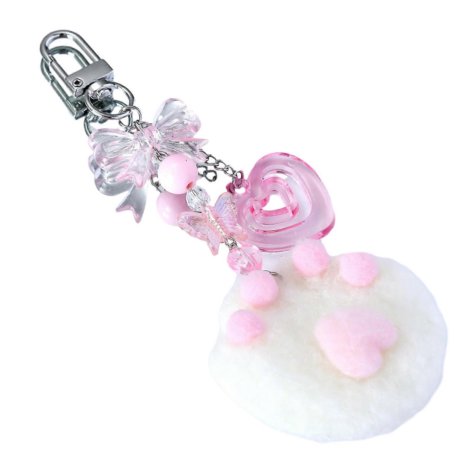 Adorable Lint Cat Claw Keychain Accessory Soft and Durable Key Rings Bag Decoration Charm for Fashionable Individuals