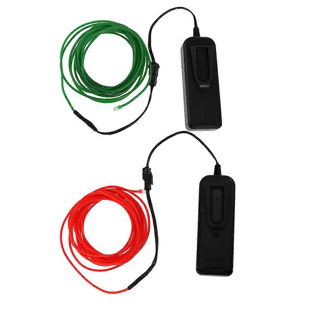 2X Luminescent Neon LED Lights Glow EL Wire String 3M Stage Decor Red Green