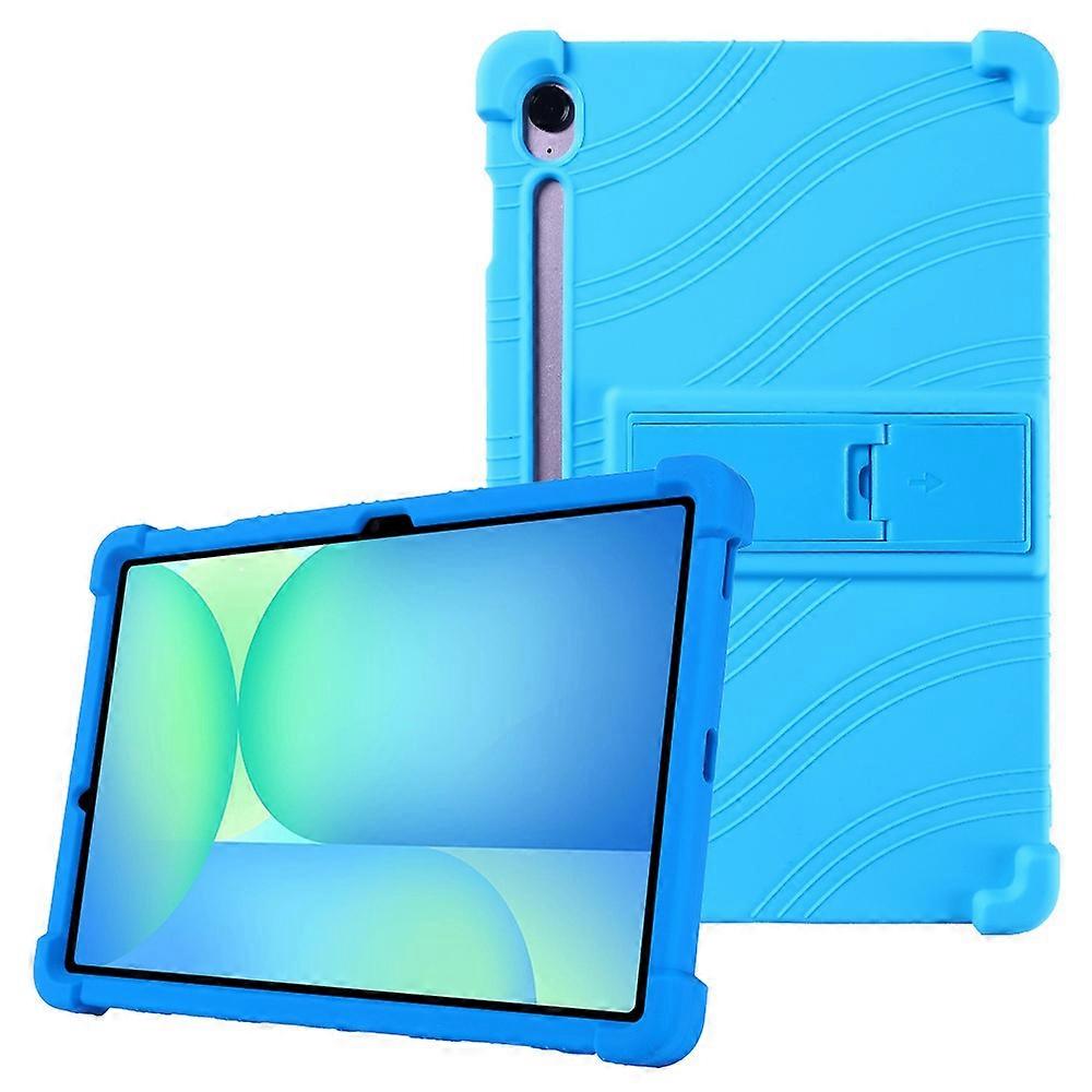 For Samsung Galaxy Tab S10 FE+ Silicone Case with Kickstand Rugged Protective Cover - Baby Blue