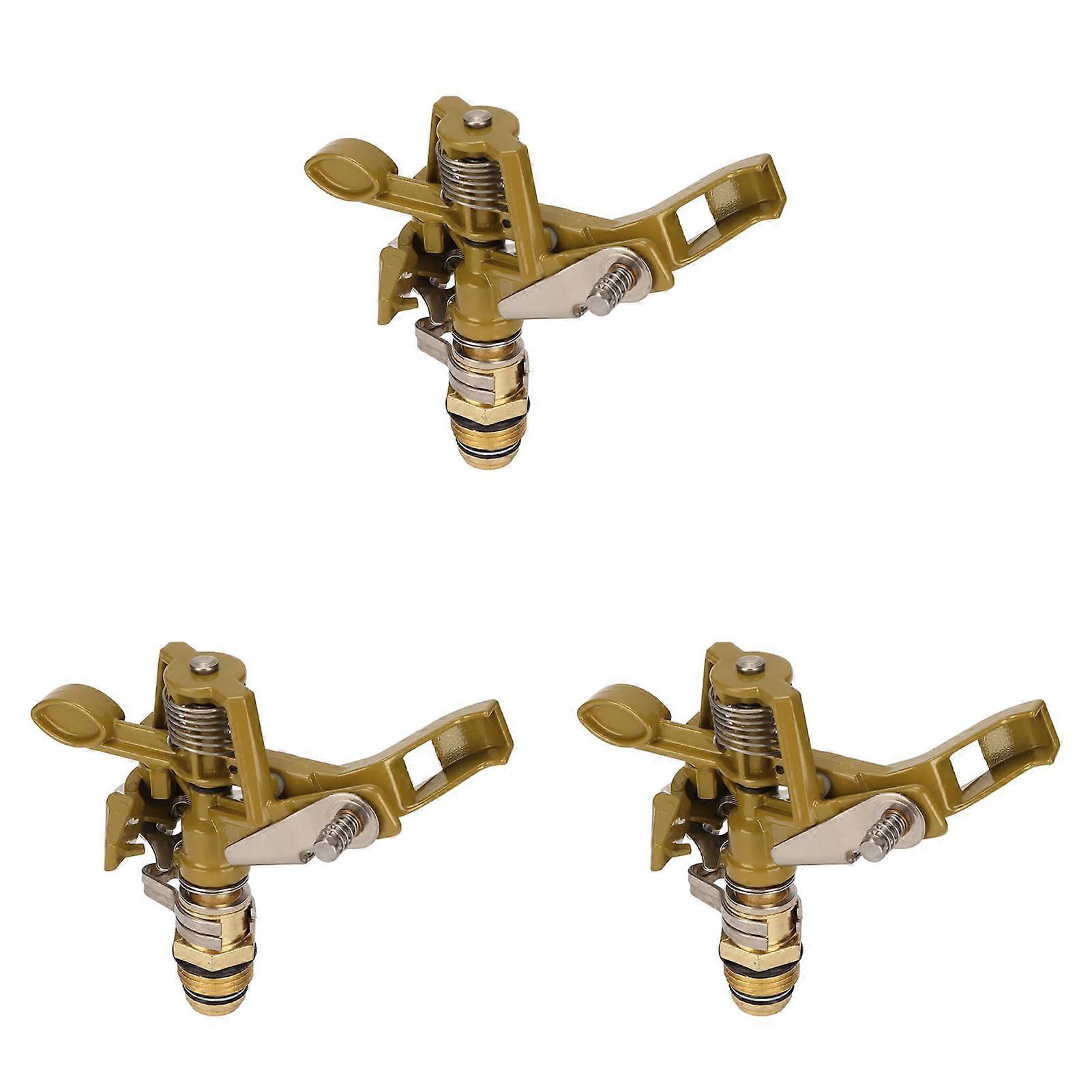 Impact Sprinkler Pack Of 3, Sprinkler Head With Nozzles, G1/2 Male Thread, Automatic 360 Degree Rotation, 15 M Range