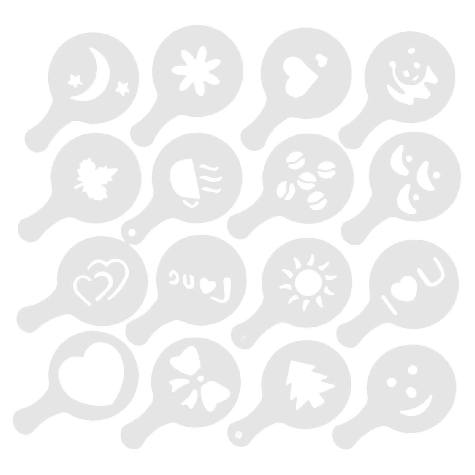 16pcs Roasting Mold, Coffee Drawing Mold, Plastic Mold, Spraying Mold Q