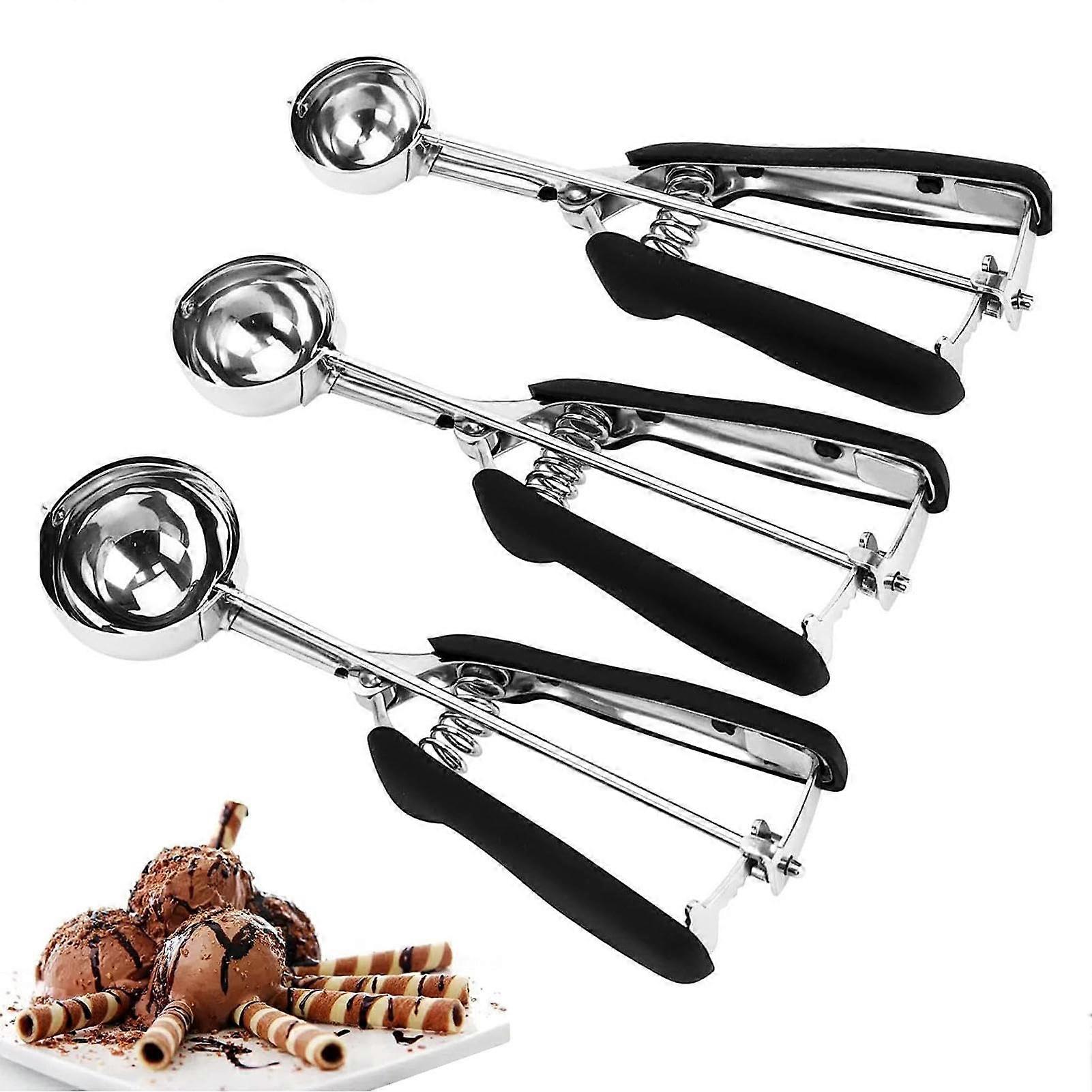 Stainless Steel Ice Cream Scoop with Trigger for Fruit Ice Cream Biscuits Dough