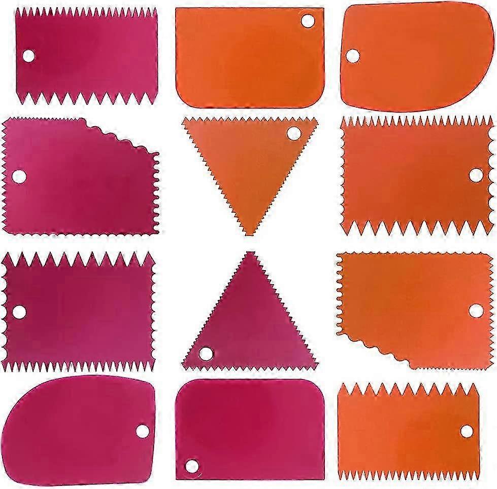 Jinyi Cake Scraper & Smoother Set, 2-Piece Cake Smoothing Plates (Red + Orange)
