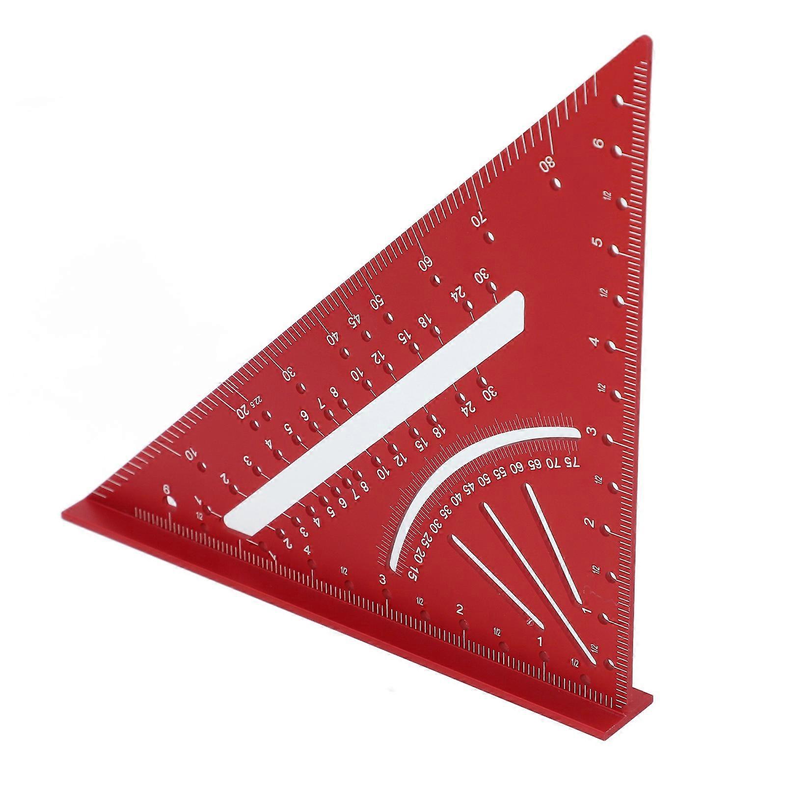 7 Inch 90 Degree Rafter Square Protractor Aluminum Alloy Woodworking Triangular Ruler Multi Angle Measuring Marking Tool Red 
