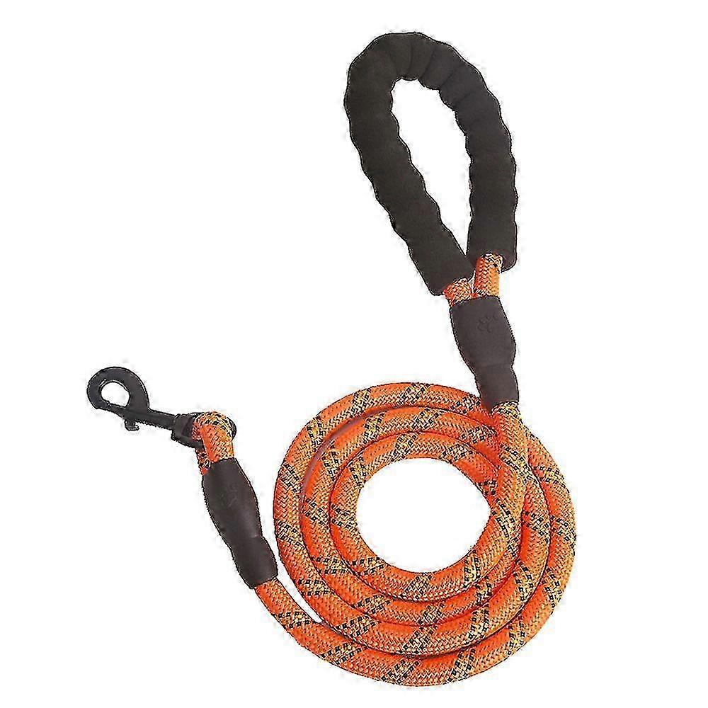 Reflective Nylon Dog Leash with Orange Straps - Durable Strong Lead
