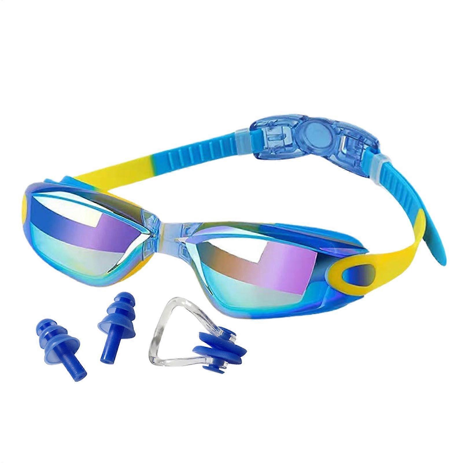 Swimming goggles for children, transparent view, Antifog, UV protection blue