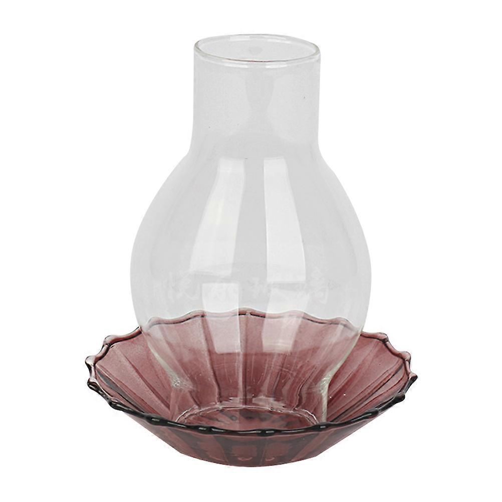Retro Style Glass Candle Holder Set of 1 for Decorative Use Coffee Color Windproof Design
