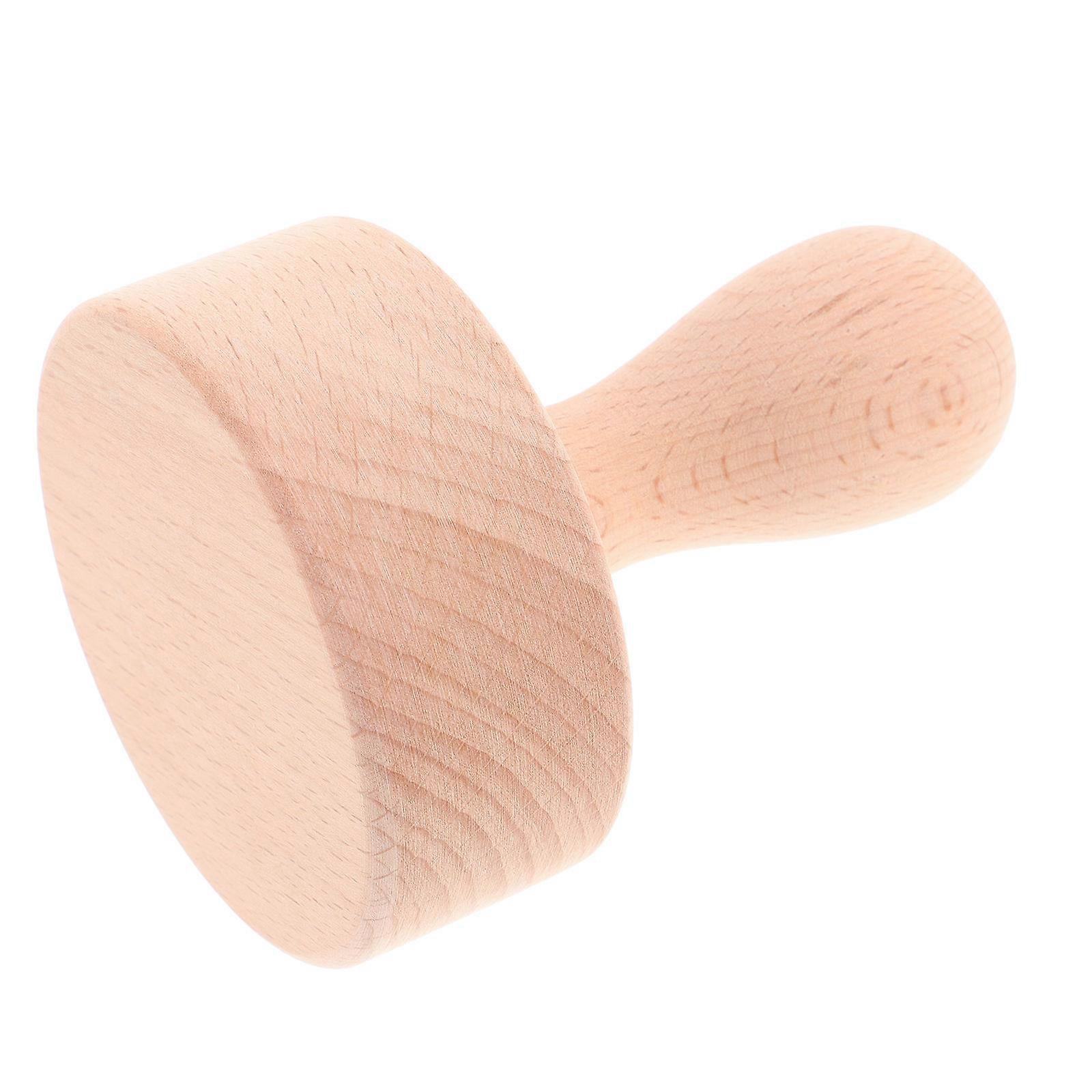 Wooden Pastry Tamper Tool with Long Handle for Tart Pressing – Beech Wood Dough Press Mold for Waffle Cookies and Baking