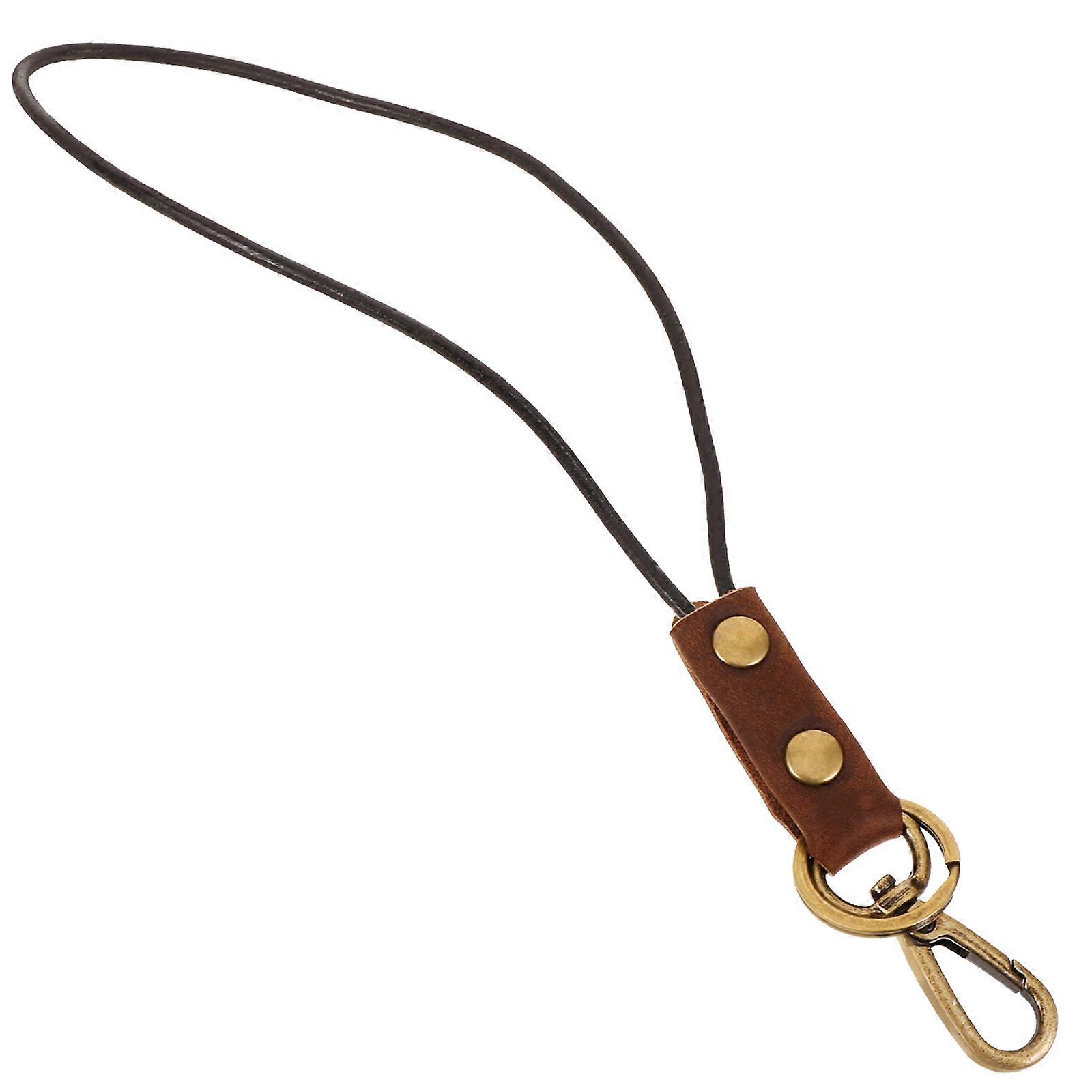 Trendy Keychain Rectangular Leather Keychain Wristlet Lanyard For Gifting Men 1Pack