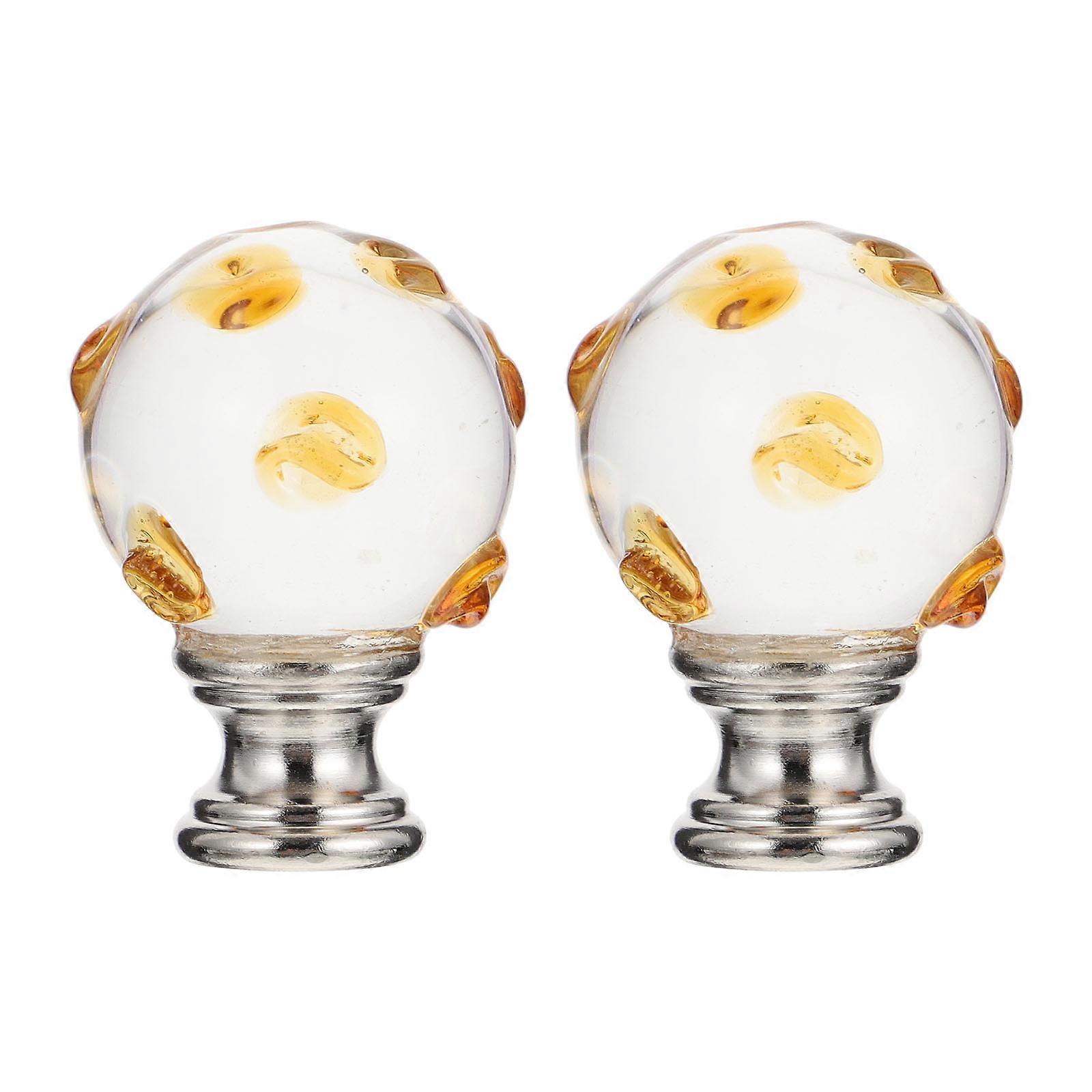 Ceiling Light Finials Caps Lampshade Carrier Transparent Glass Lamp Finial Table Lamp Accessory 2Pcs
