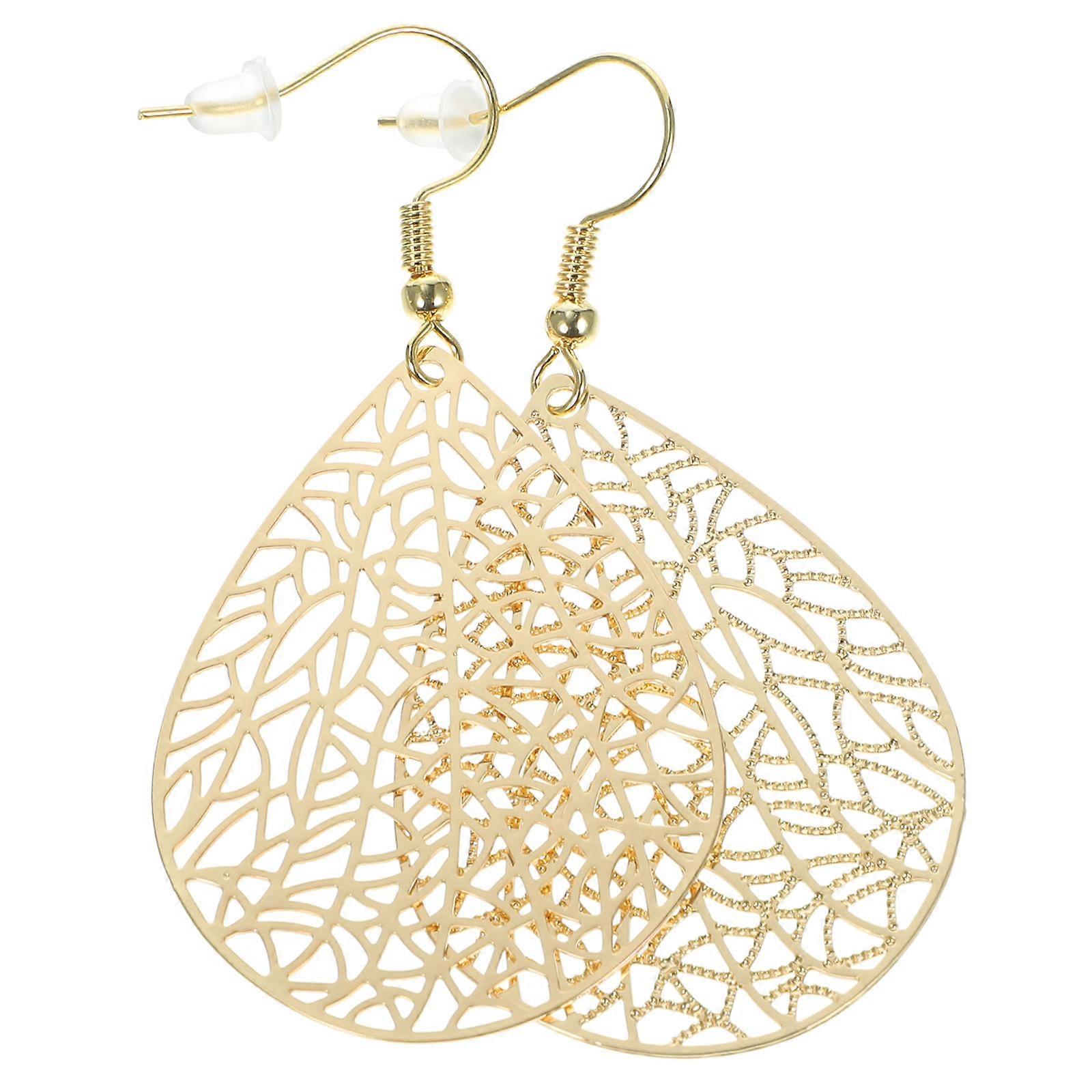 Party Teardrop Earrings Decorative Leaf Earrings Copper Material 2Pairs
