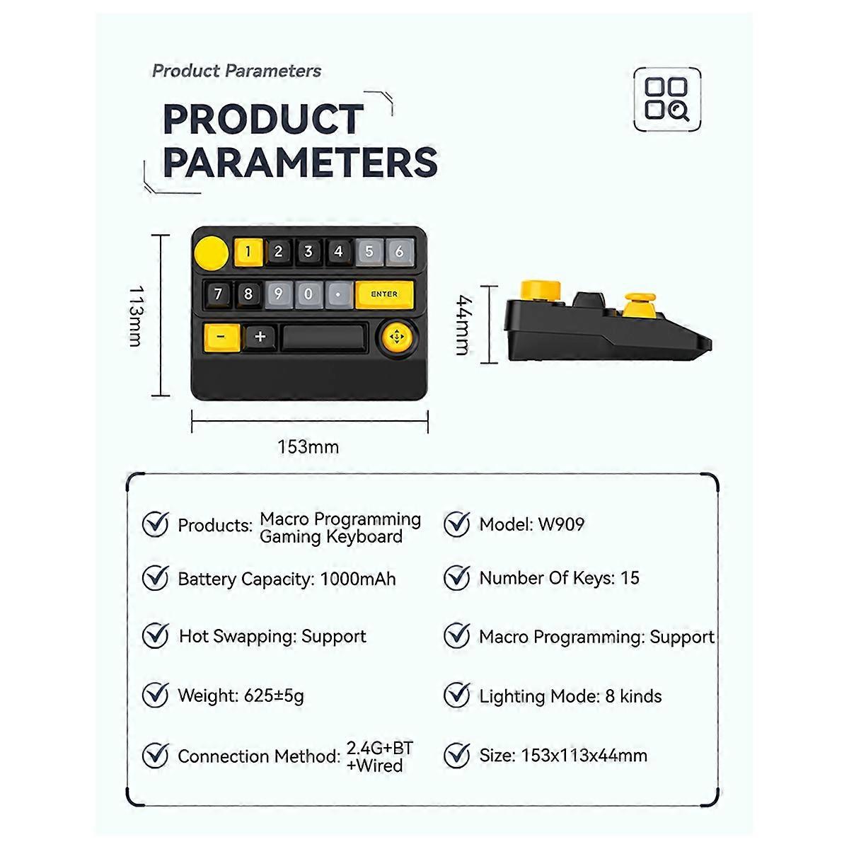W909 Wireless Macro-Defined Mechanical Keyboard 3mode Joystick RGB Hot-Swappable Wireless Mechanica