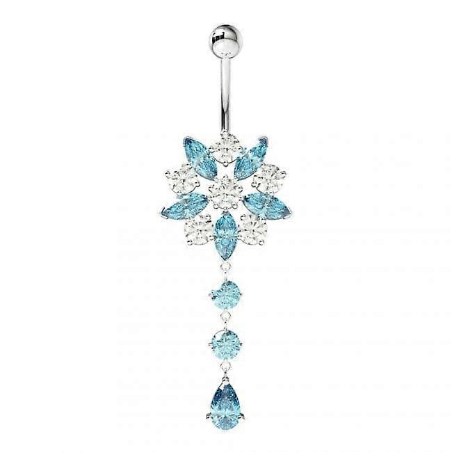 Star Cut Flower Dangling Belly Ring