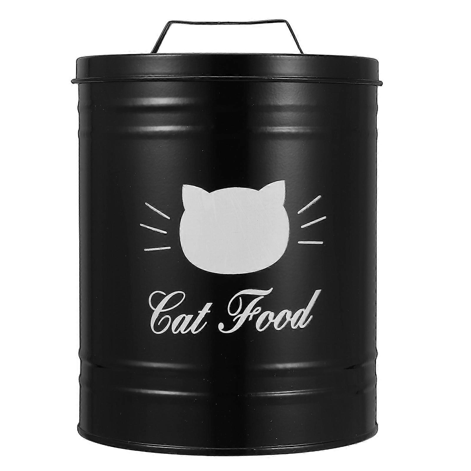 Metal Cat Food Storage Container Black Iron with Easy Wipe Clean Design for Storage