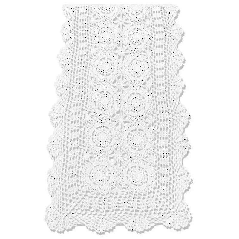 Algodón hecho a mano Encaje Encaje Mesa Corredor Blanco Rectángulo Vestidor Decoración