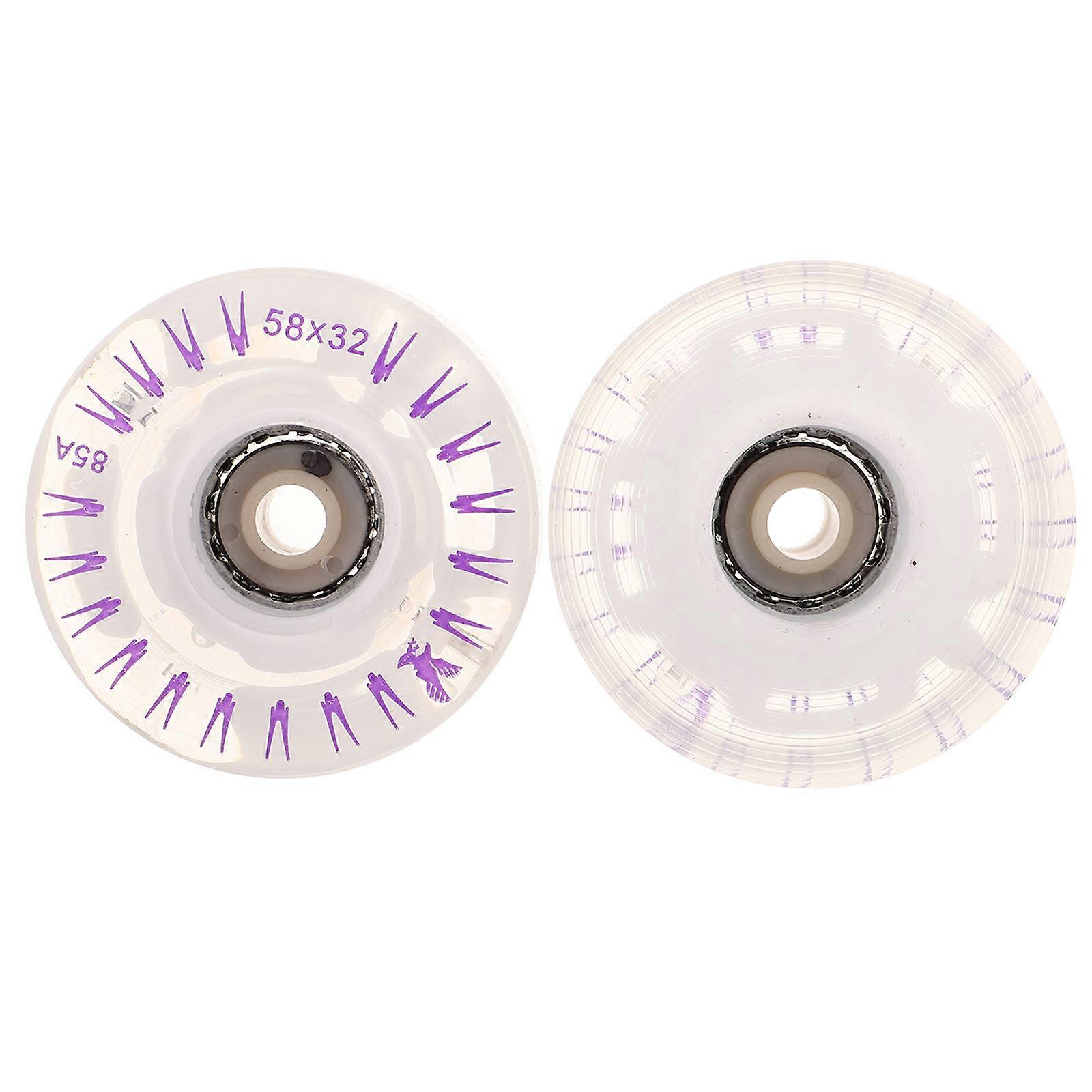 2pcs Light Up Roller Skate Wheels with Bearings, Double Row LED Skating Wheels for Smooth Indoor & Outdoor Use, Universal Fit for All Ages