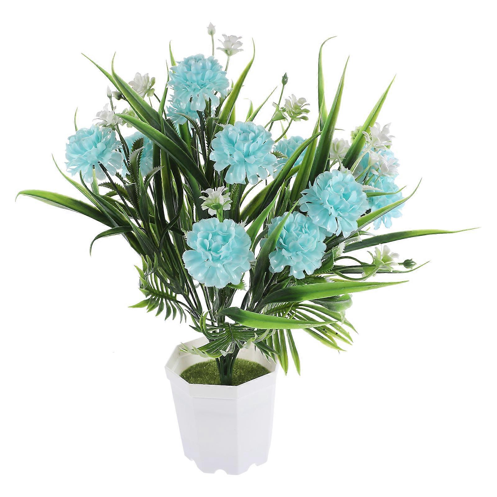 Emulated Potted Flower Plastic Potted Flower Home Decor Blue 33.00X26.00X9.50CM Realistic Appearance 1Pcs