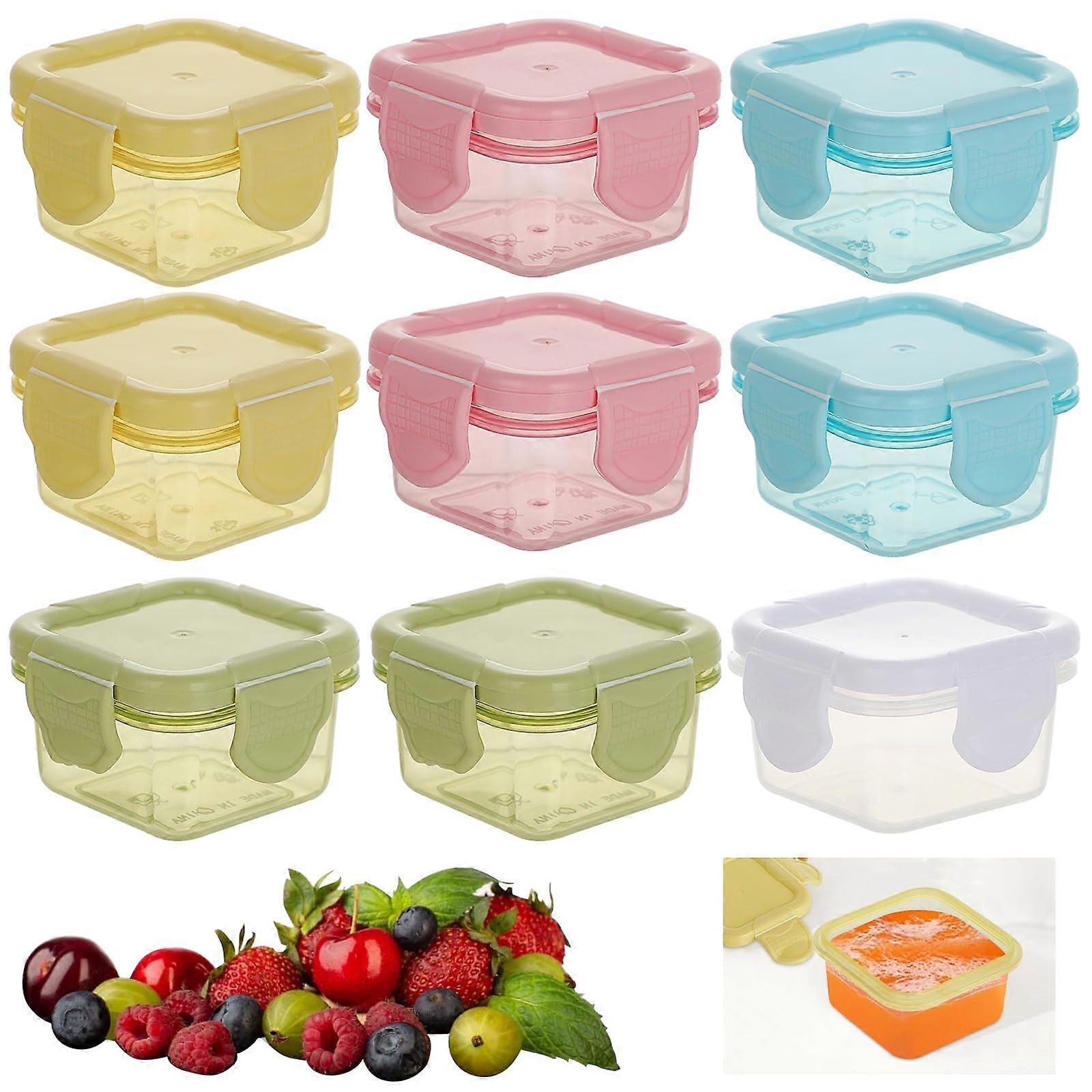 Pack of 9 Small Containers with Lids, 60 ml BPA-Free Plastic Food Storage Tupperware Freezer Mini Containers