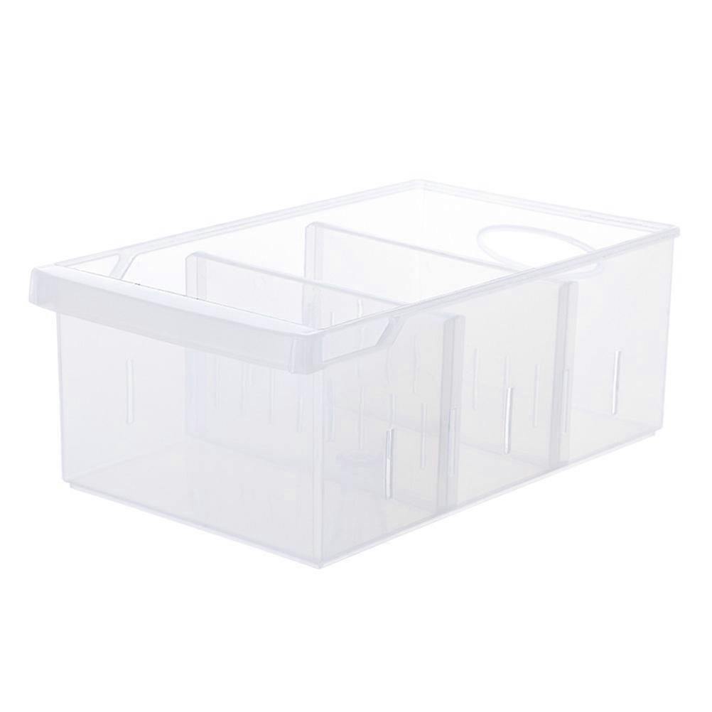 Divided Veggie Tray For Fridge Refrigerator Storage Box With Compartments Transparent Rectangular Food Container 1Pack
