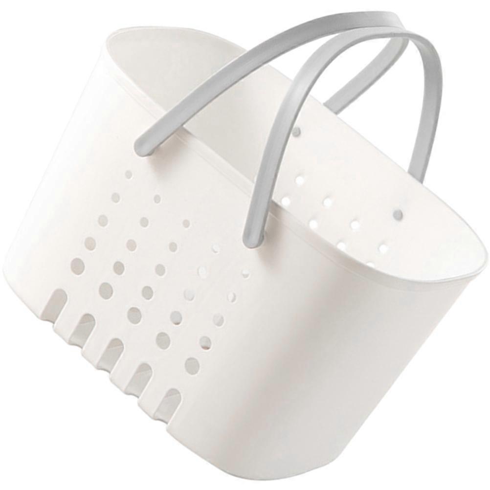 Plastic With Handles Shower Basket For Bathroom Use Rectangular Shape Grey 25x18cm Storage Organization 1Pack