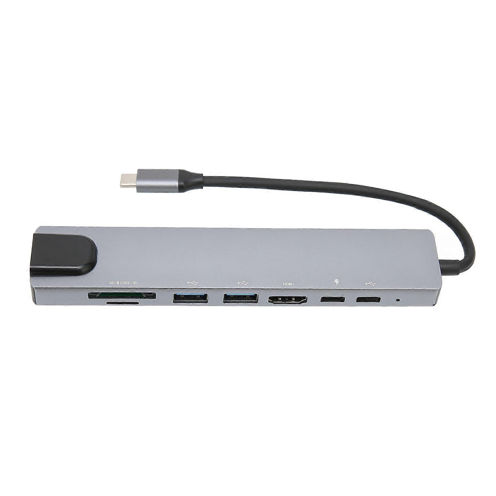 Station d'accueil de type C, puce de transfert haute vitesse 5 Gbit/s, hub de charge USB RJ45 8 en 1 pour ordinateur portable