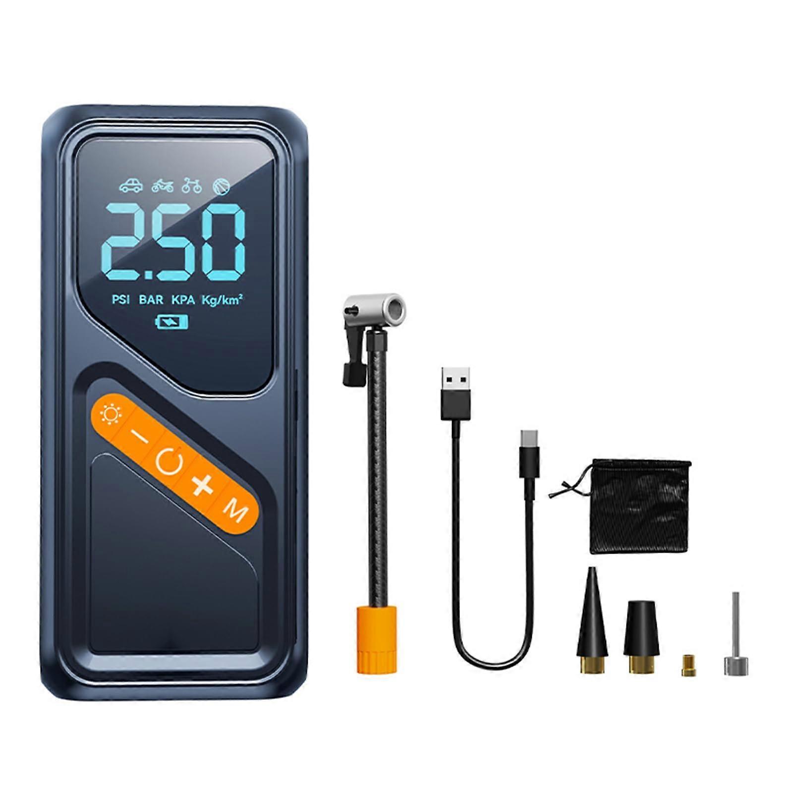 Intelligent Multifunction Tire Inflator with Digital Pressure Monitoring ABS Air Compressor for Cars, Motorcycles, and Sports Balls