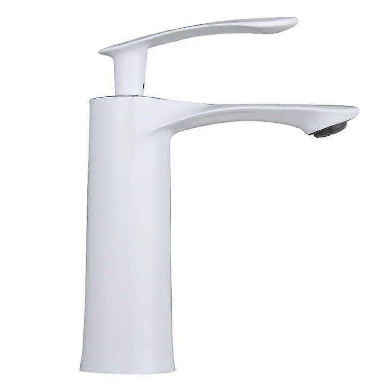 White Maple Leaf Brass Bathroom Basin Mixer Tap, Deck Mounted Waterfall Faucet for Cold and Hot Water, 1 Hole 360-Degree Rotation